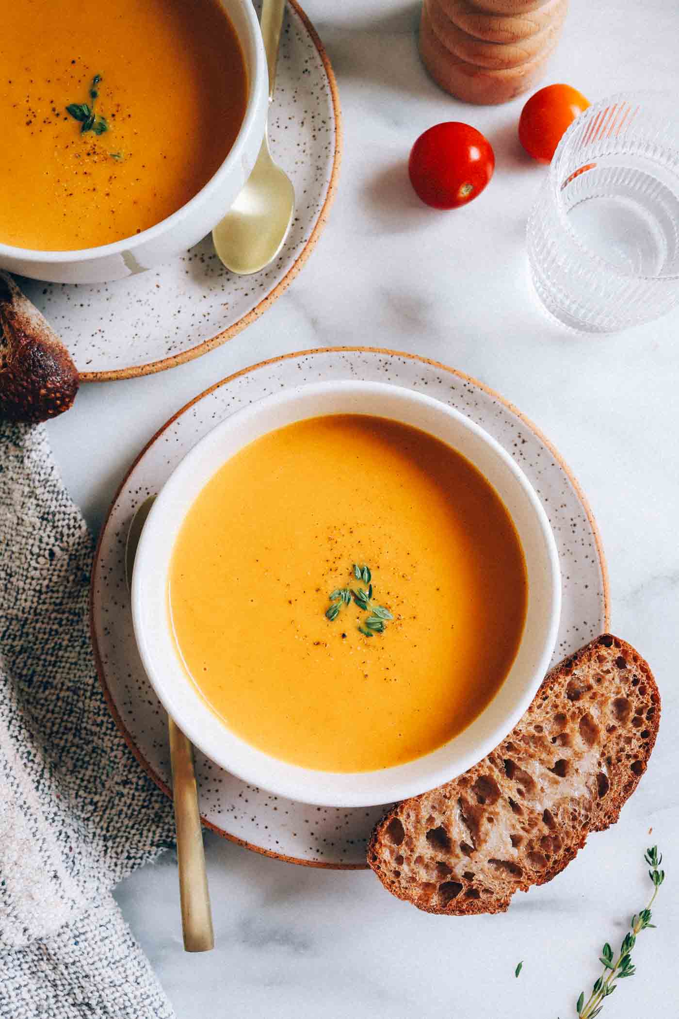 Butternut Squash Tomato Bisque (dairy-free) - Making Thyme for Health
