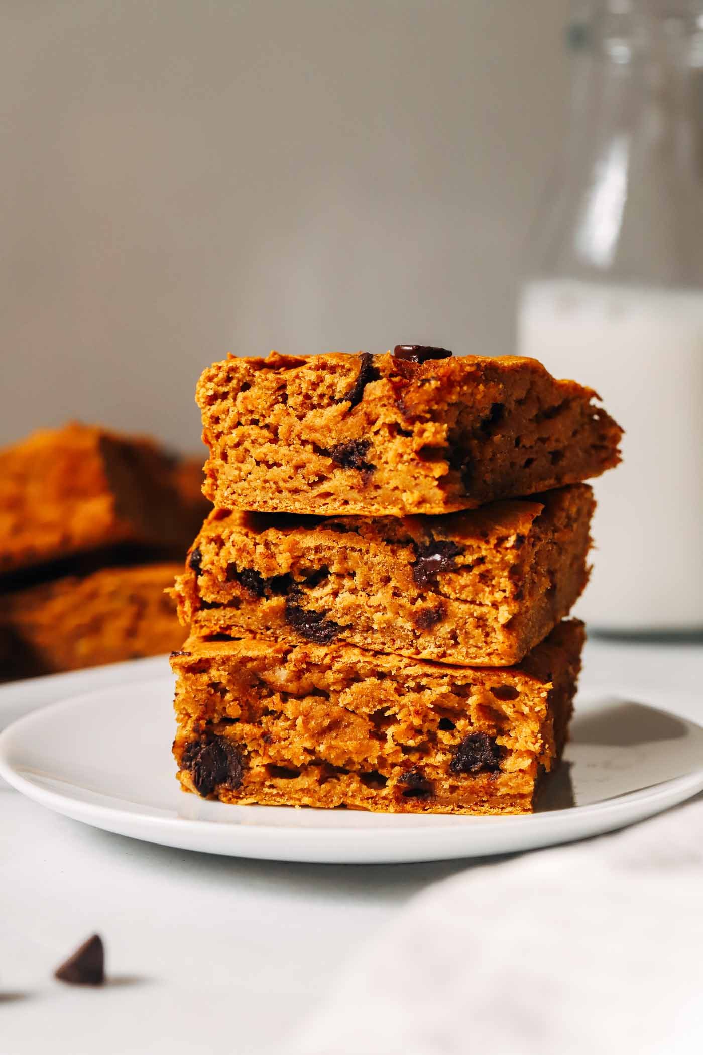 Vegan Pumpkin Blondies (high-protein, oil-free) - Making Thyme for Health