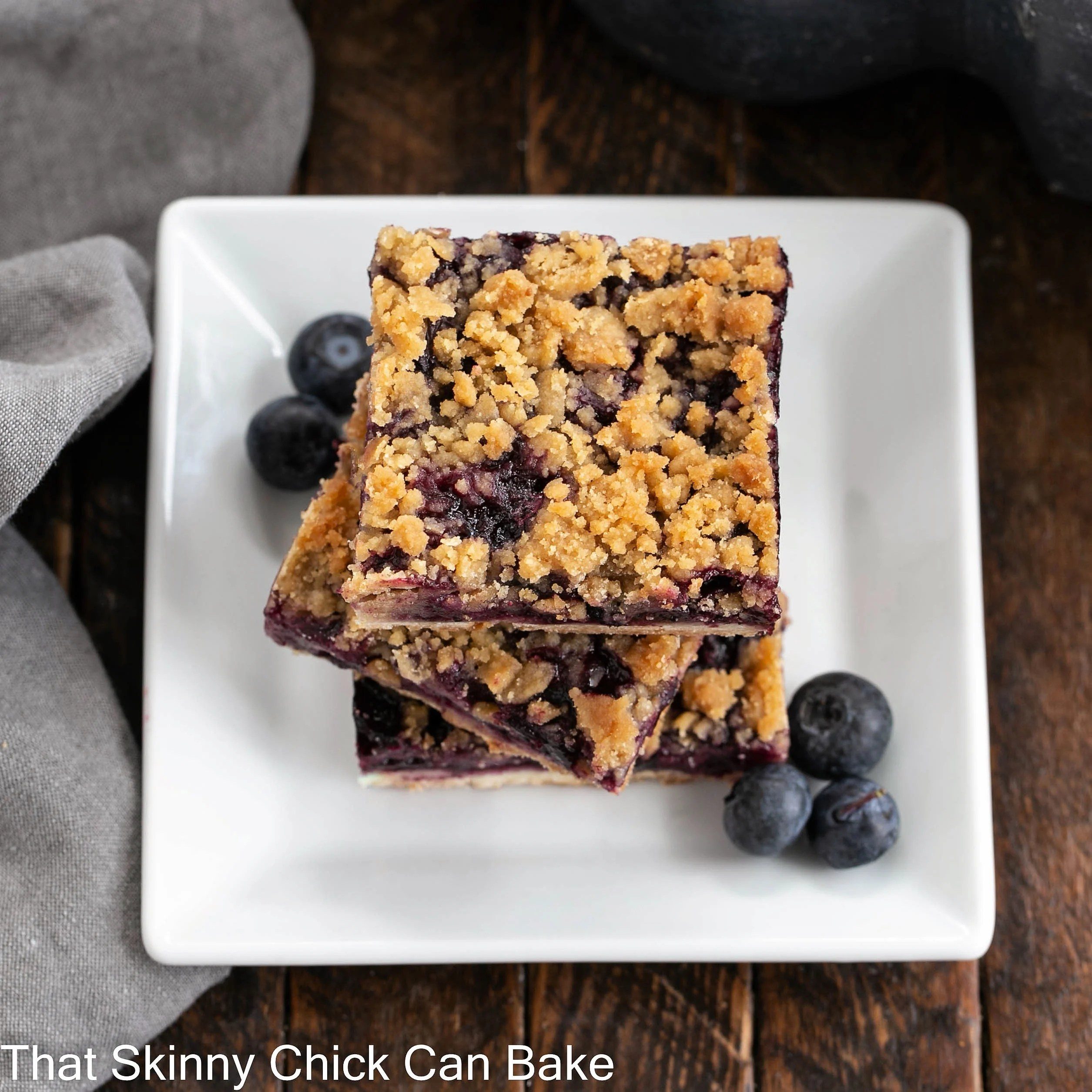 Blueberry Streusel Bars - Easier than Pie! - That Skinny Chick Can Bake