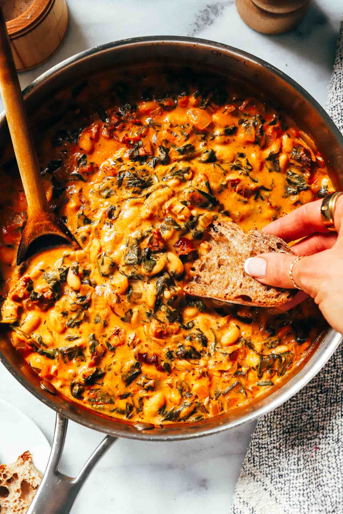 One-Pot White Bean Skillet with Sundried Tomatoes - Making Thyme for Health