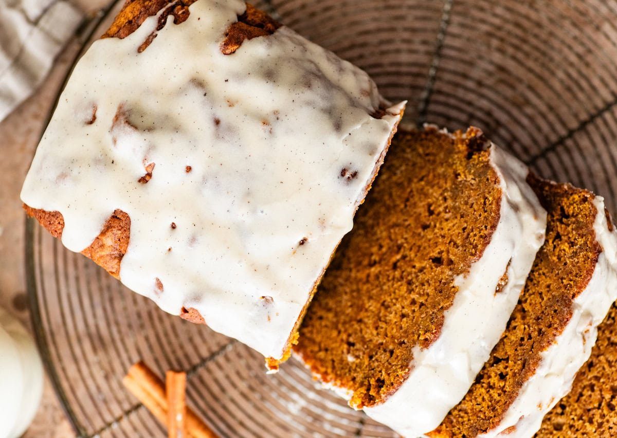Brown Butter Pumpkin Bread with Brown Butter Maple Glaze